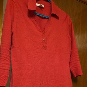 LOFT Coral Collared V-Neck Women's Sweater -